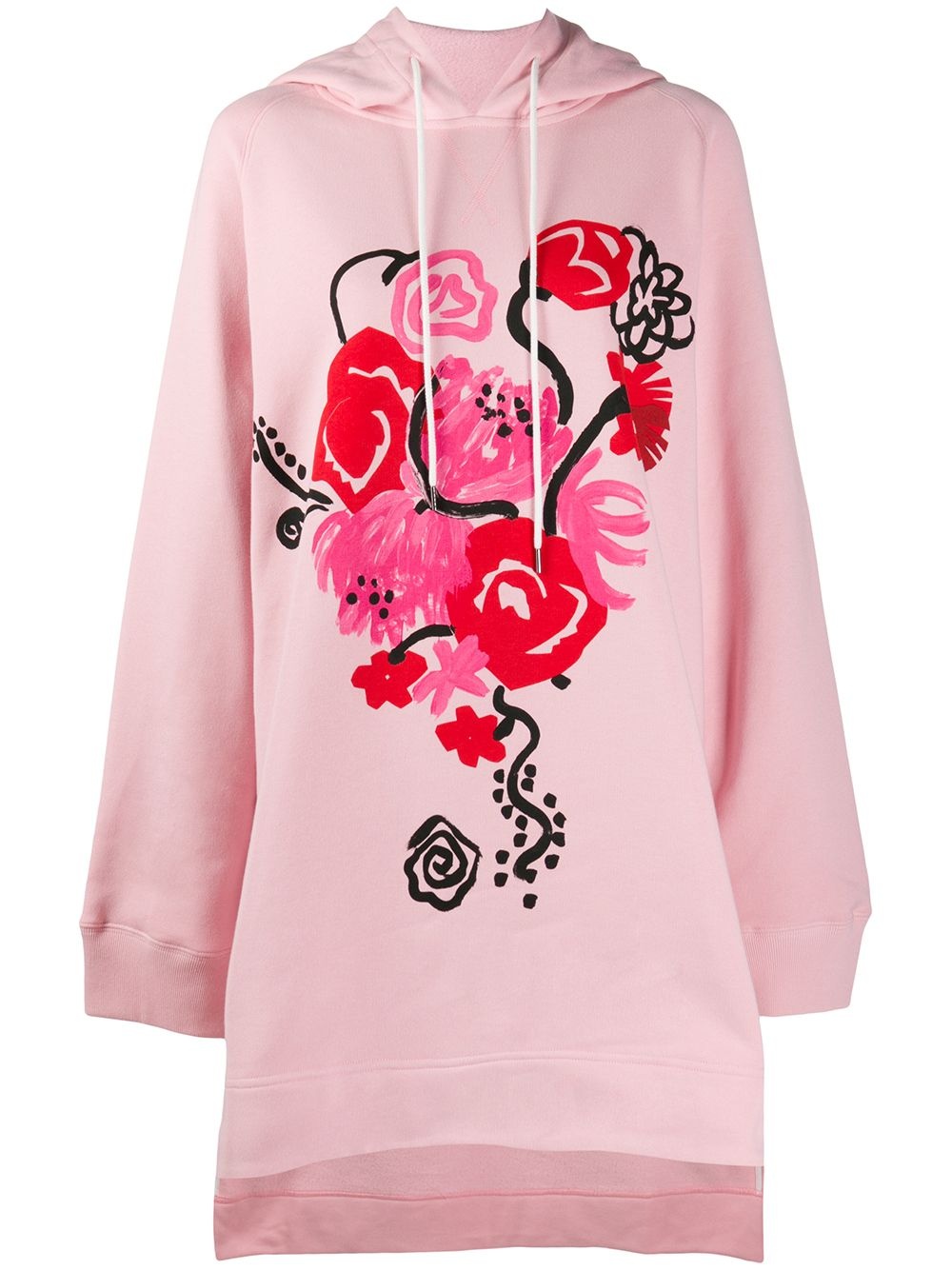 painterly-print hoodie dress - 1