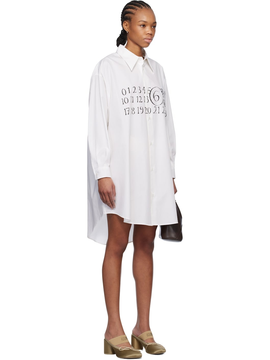 White Logo Poplin Shirt Minidress - 2