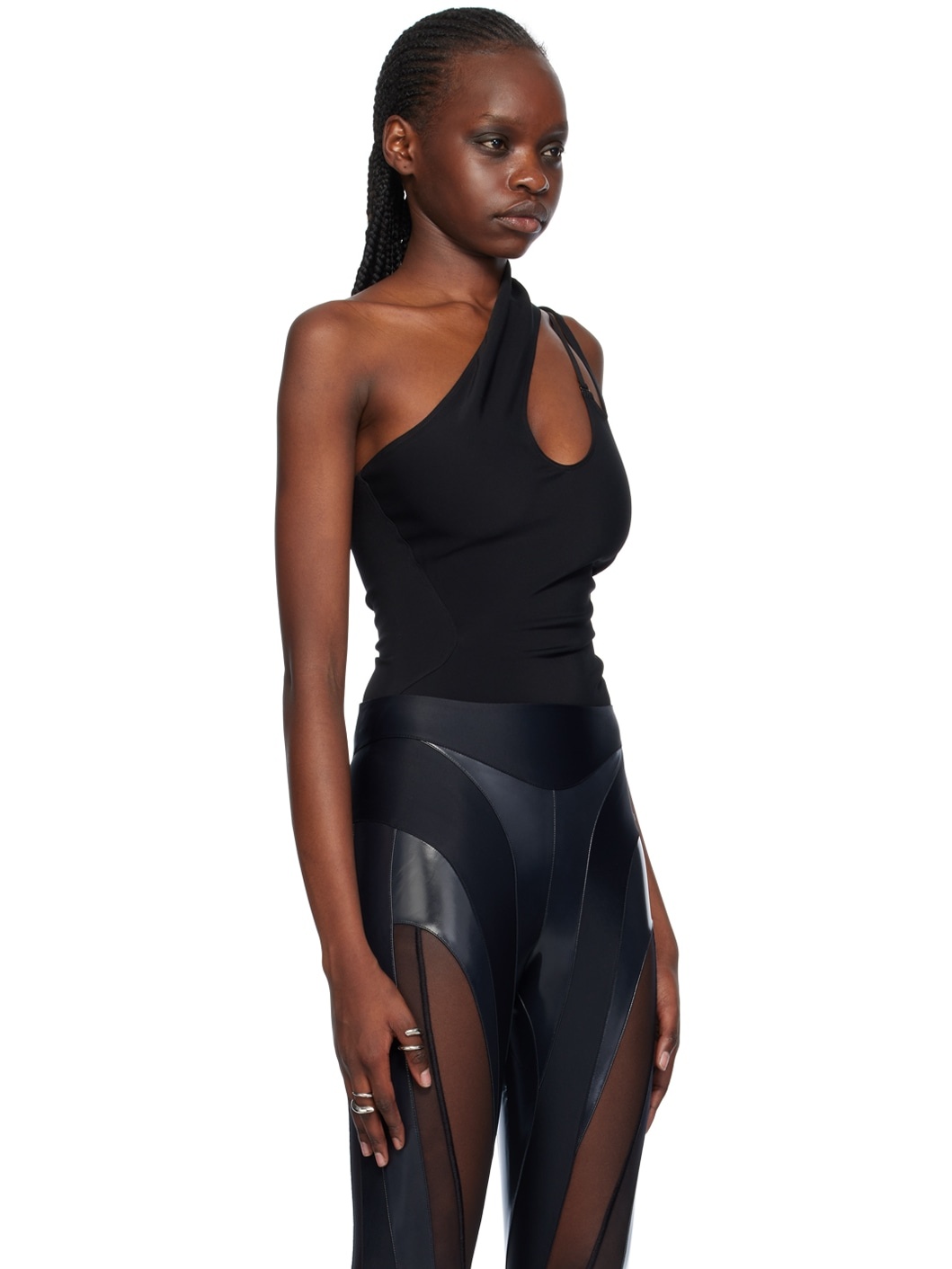 Black Asymmetric Bodysuit - 2