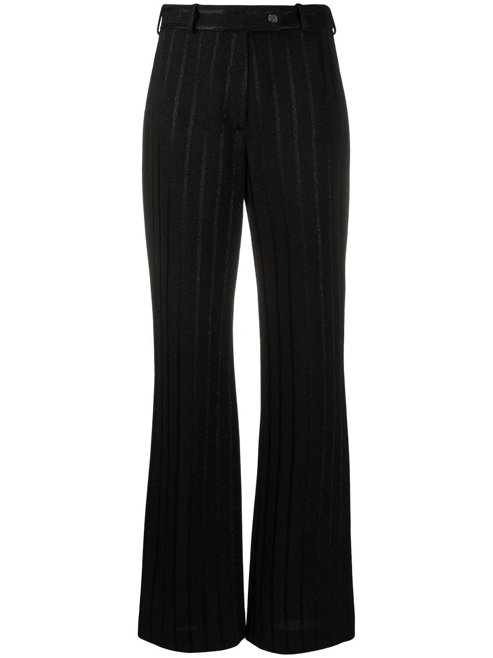 metallic-stripe flared trousers - 1