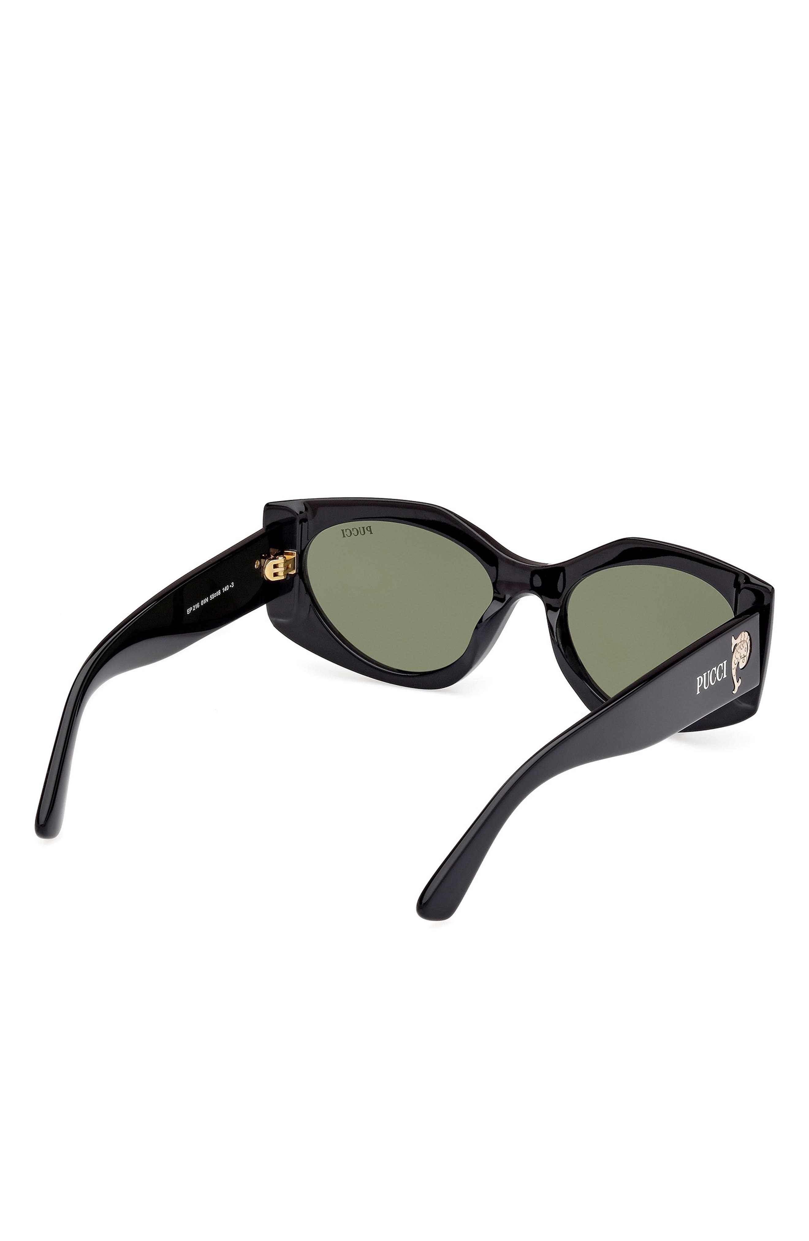 Emilio Pucci Geometric 55mm Sunglasses in Shiny Black /Green at Nordstrom - 6