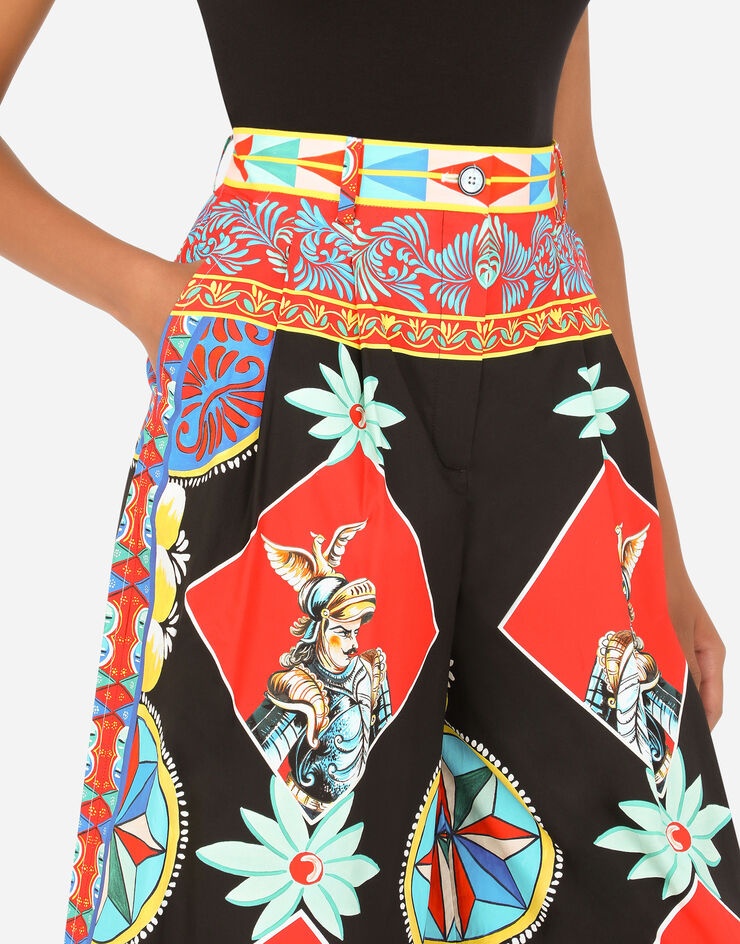 Carretto-print poplin pants - 4