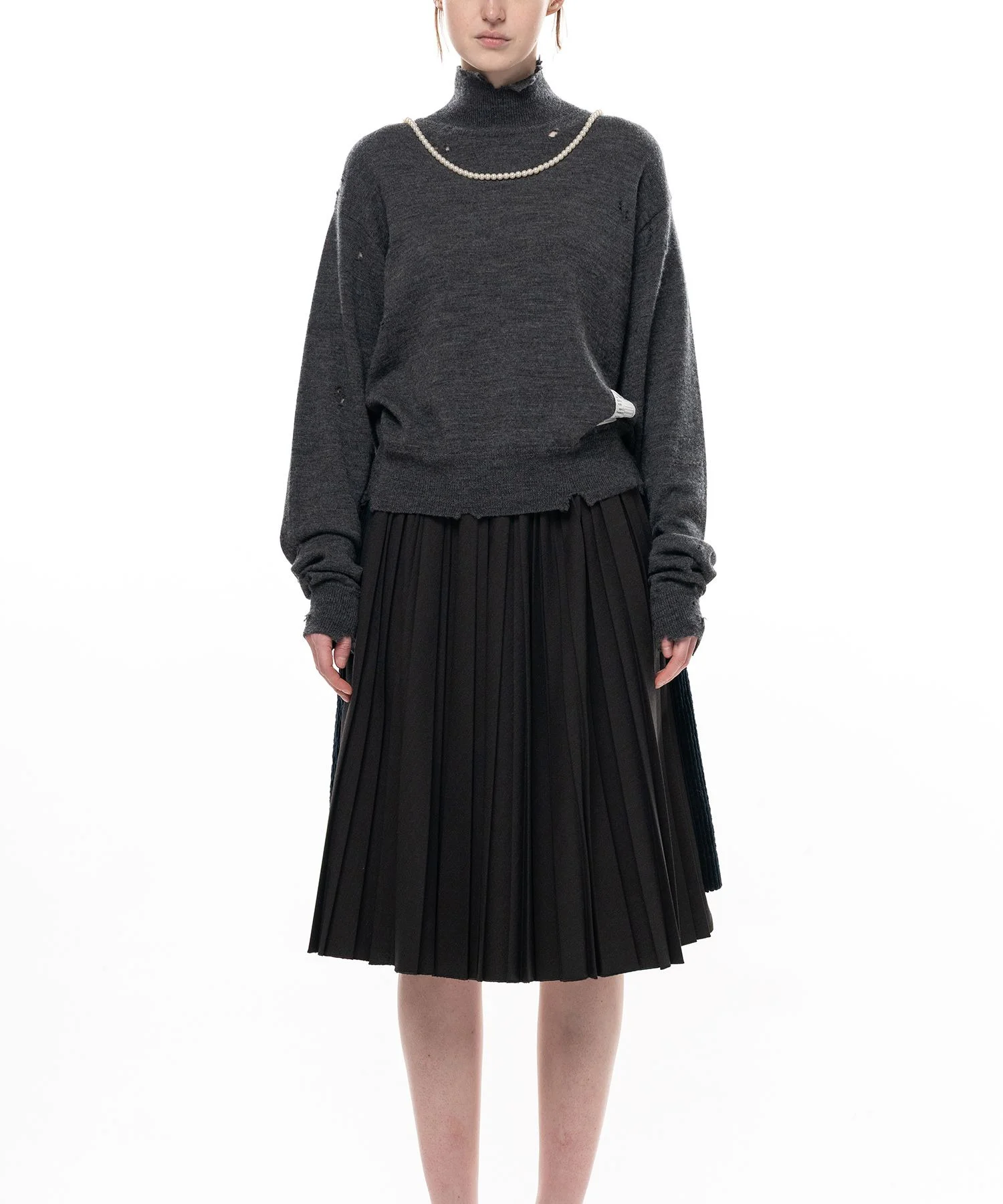 Pearl Distressed Knit Sweater - 1