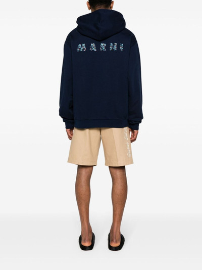 Marni logo-print cotton hoodie outlook