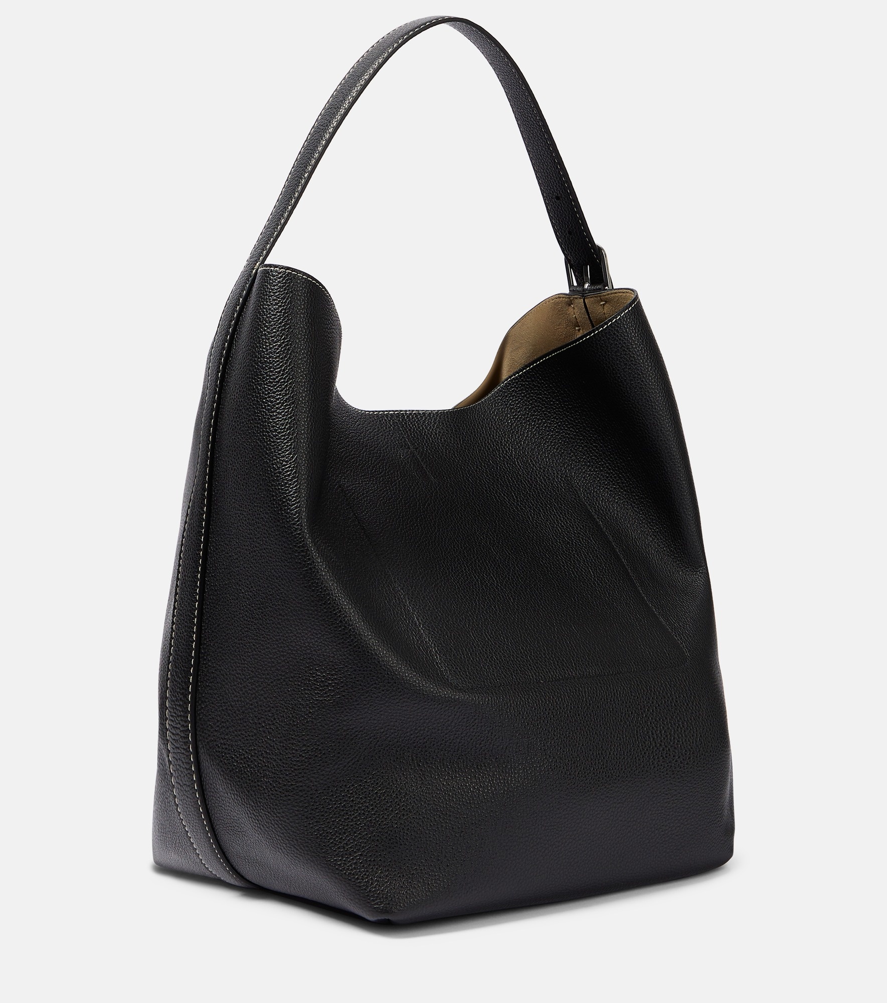Belted leather tote bag - 4