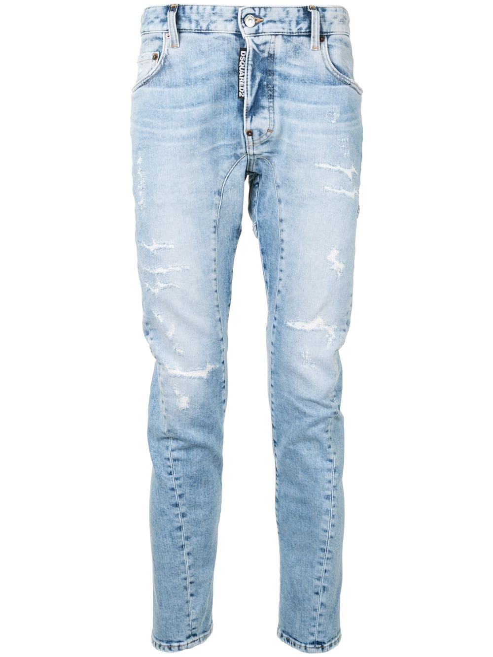 distressed straight leg jeans - 1