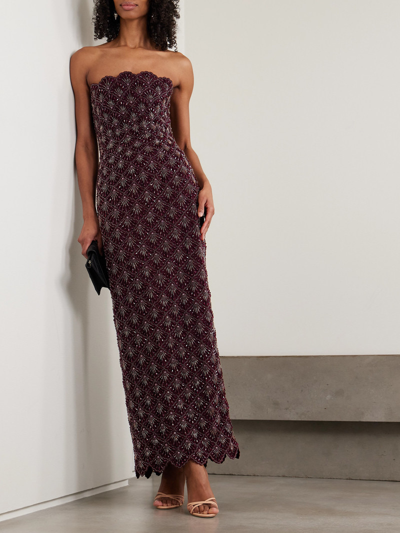 CLIO PEPPIATT Ariel Strapless Scalloped Embellished Satin Gown outlook