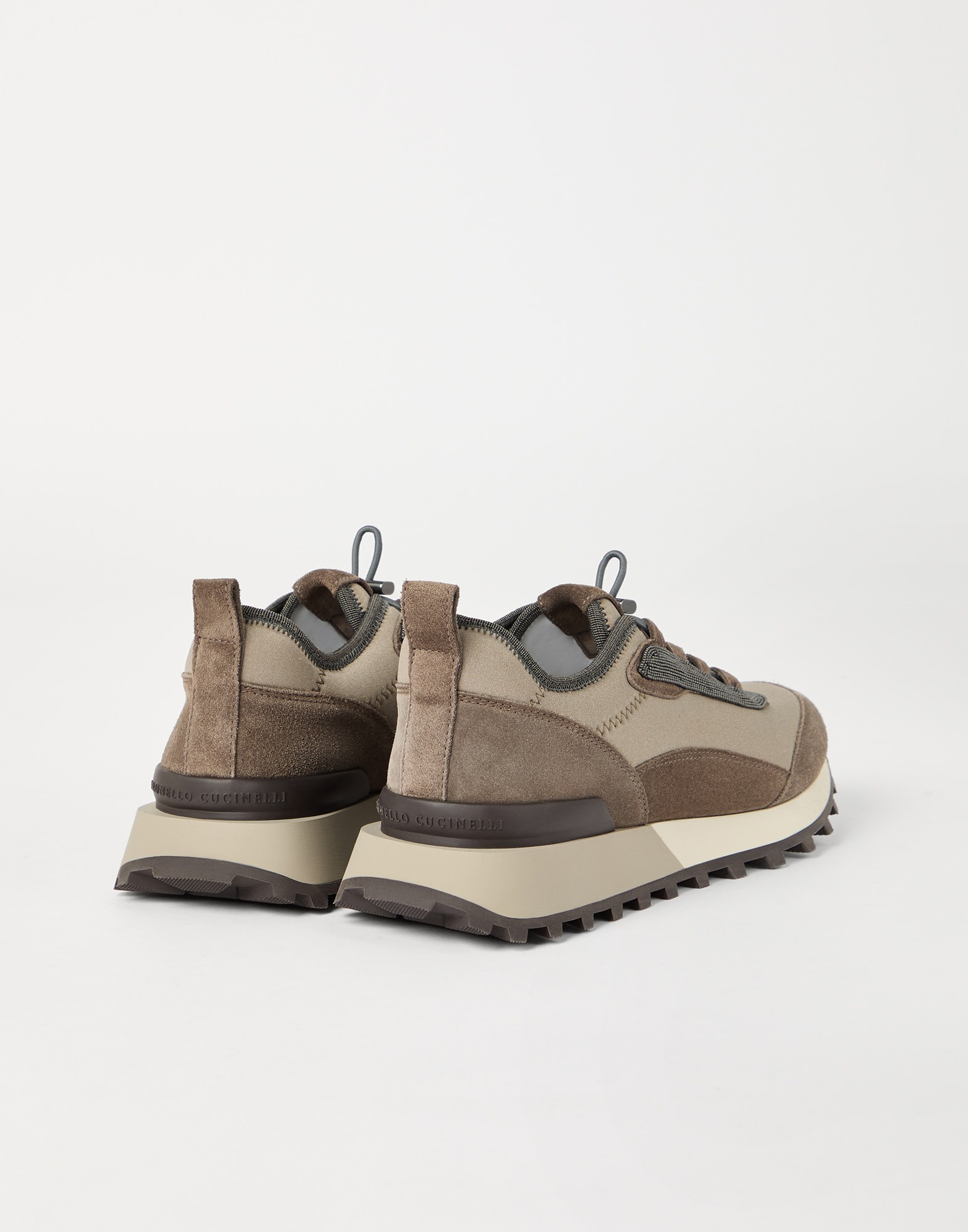 Techno fabric and suede runners with precious trim - 2