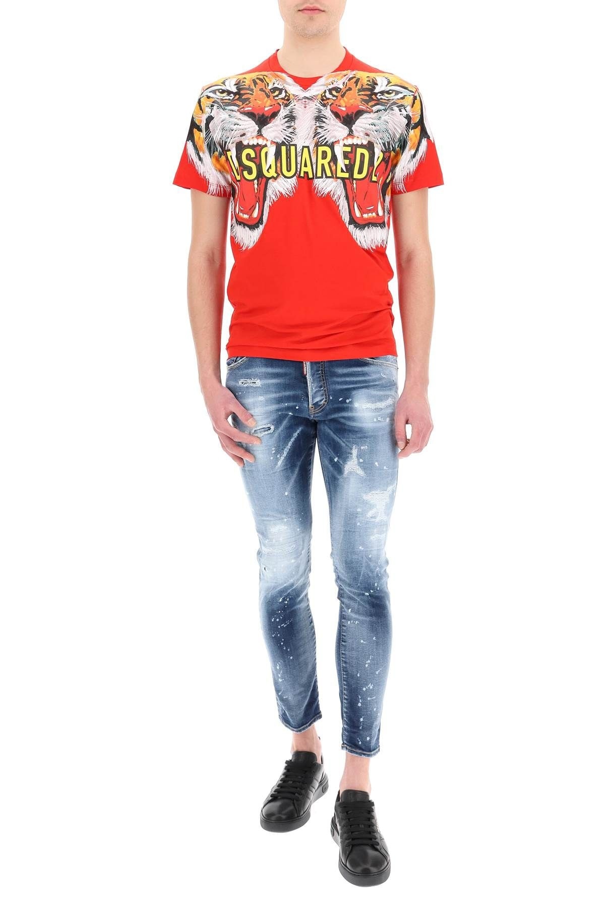 T-SHIRT WITH MAXI DOUBLE TIGER PRINT - 2