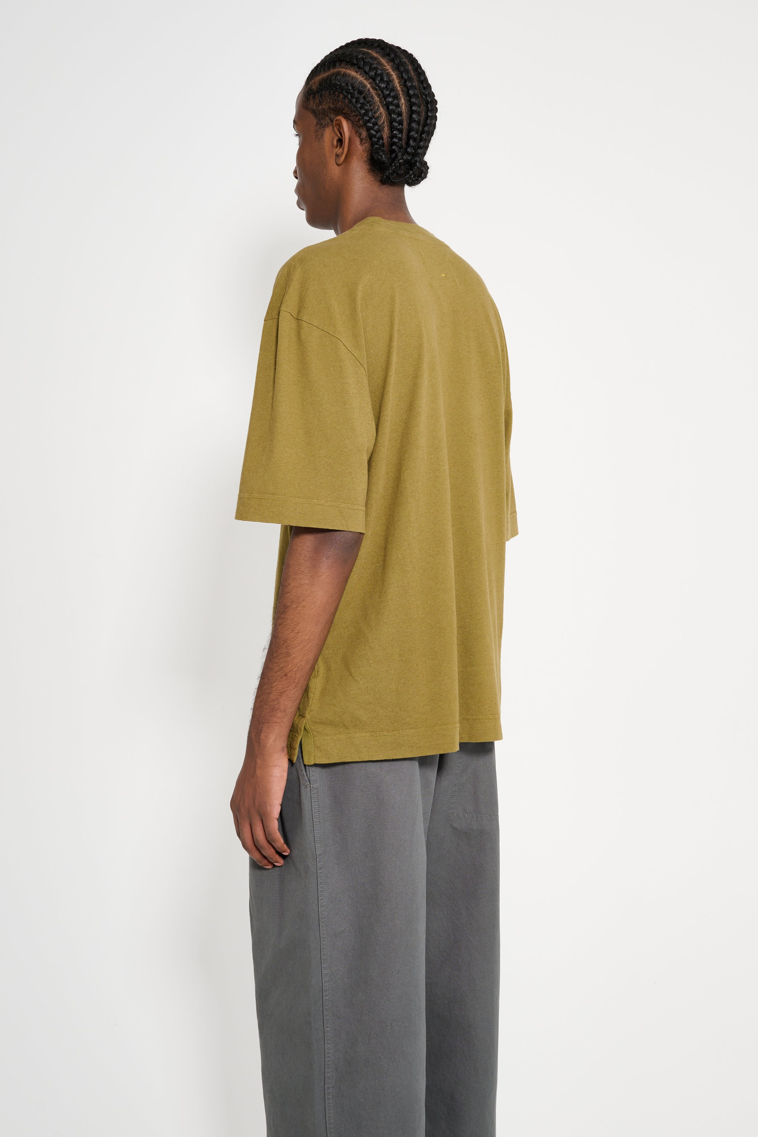 MARGARET HOWELL MHL SIMPLE T-SHIRT ORGANIC COTTON LINEN JERSEY MOSS - 3