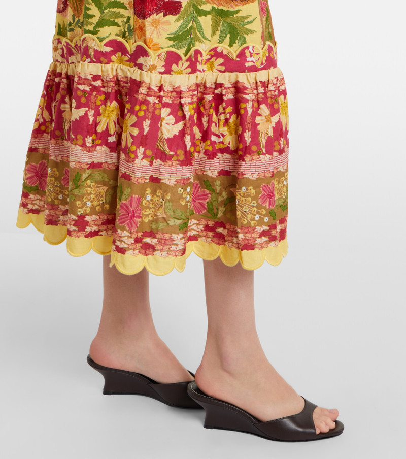 Stitched Garden floral linen-blend midi dress 4