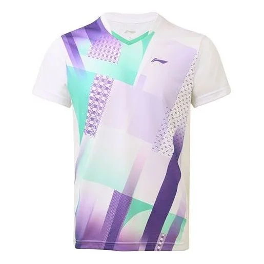 Li-Ning Quick Dry 2022 Spring Badminton Tee 'White Purple' AAYS063-1 - 1