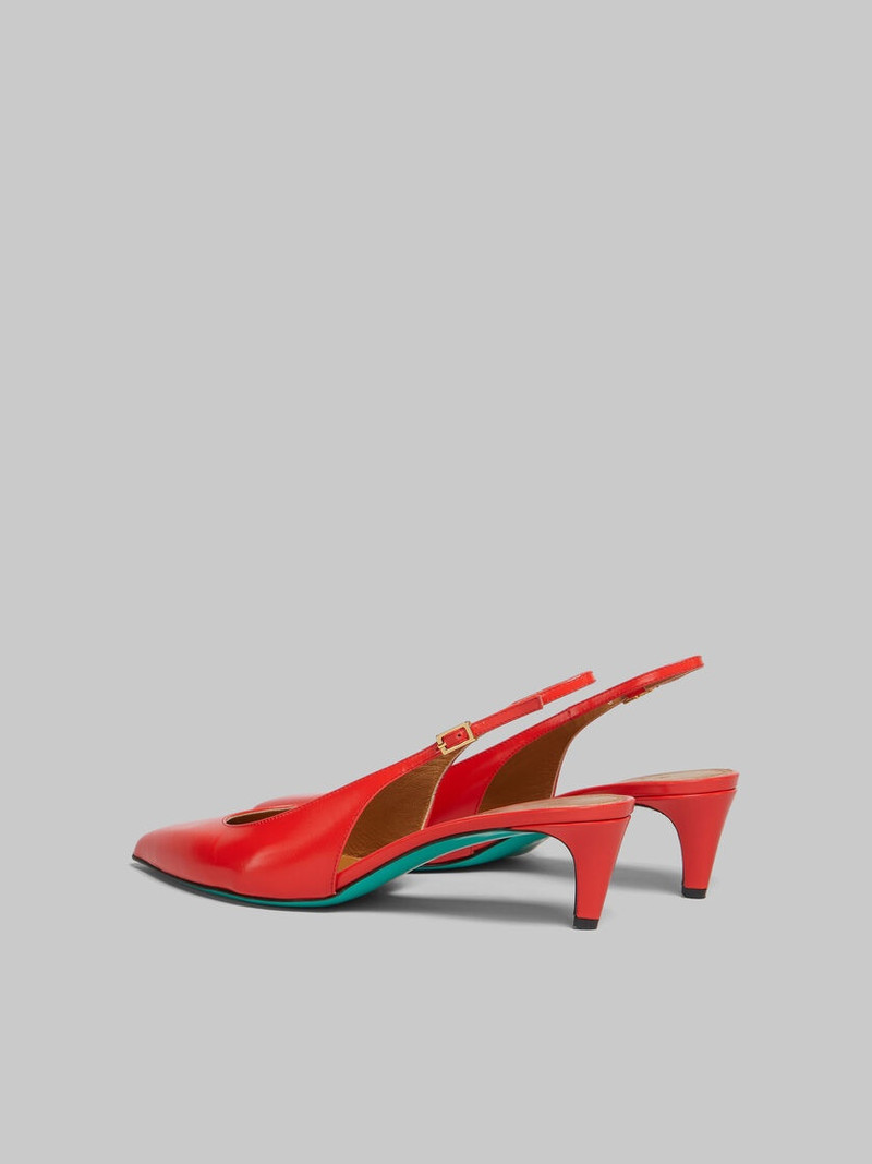 Marni RED PALMELLATO LEATHER RHYTHM SLINGBACK outlook