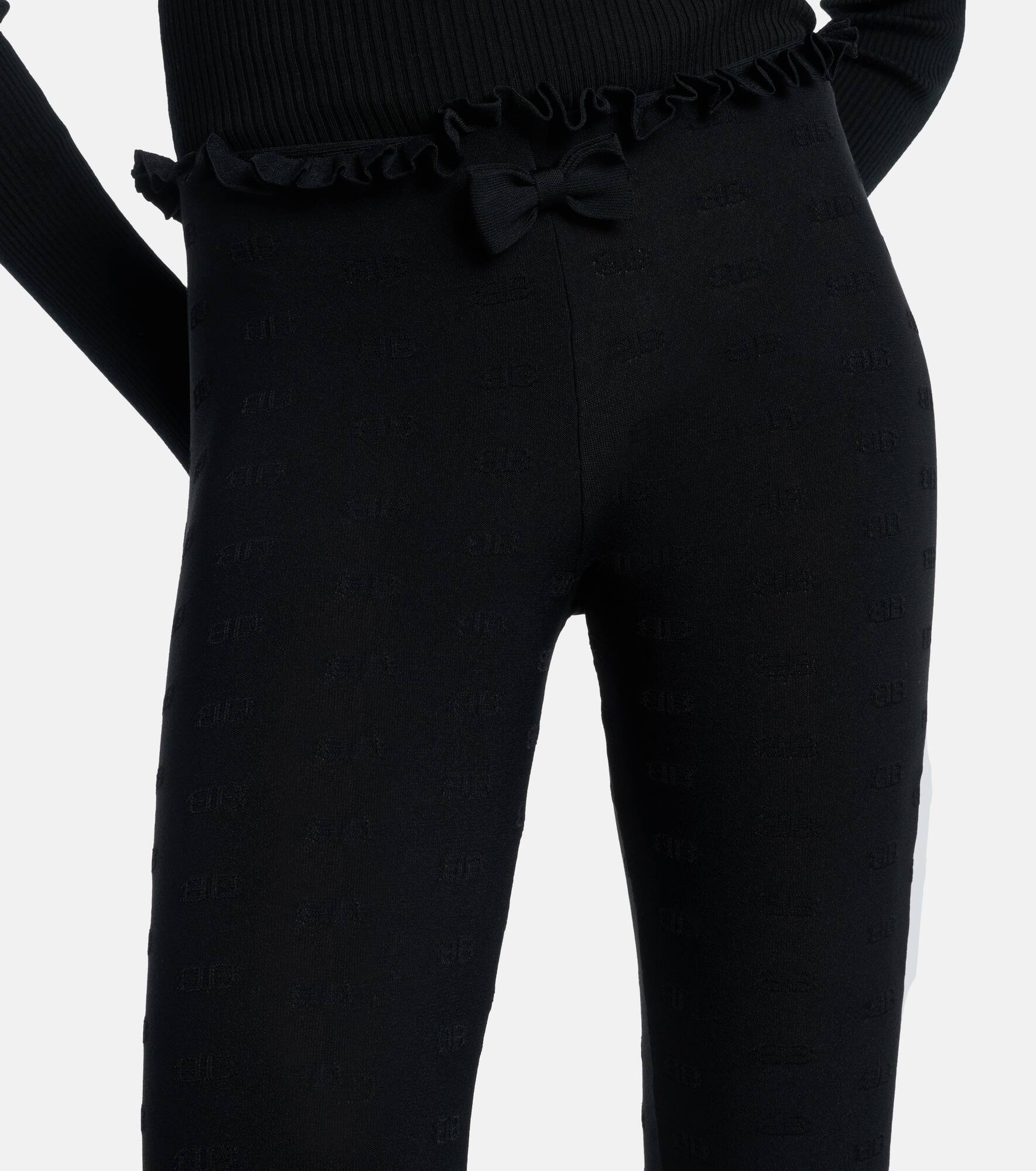 Bow-detail ruffled Capri flared pants - 4