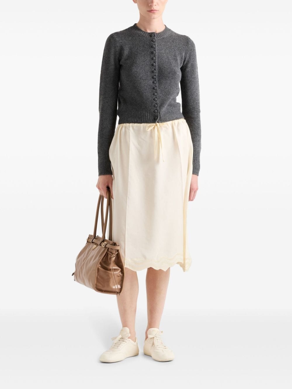 drawstring-waist silk midi skirt - 2