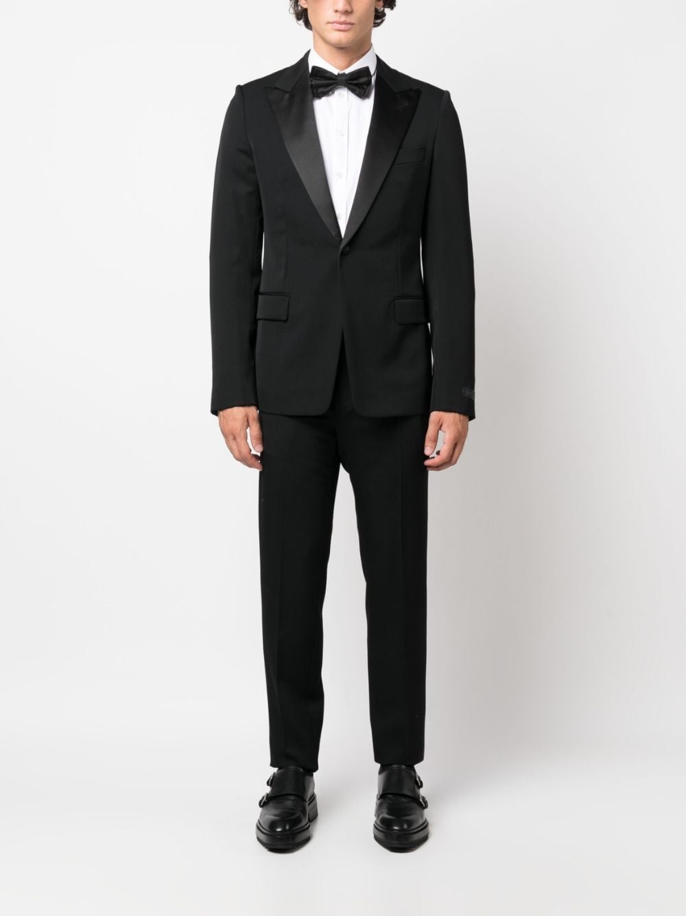 single-breasted wool tuxedo jacket - 2