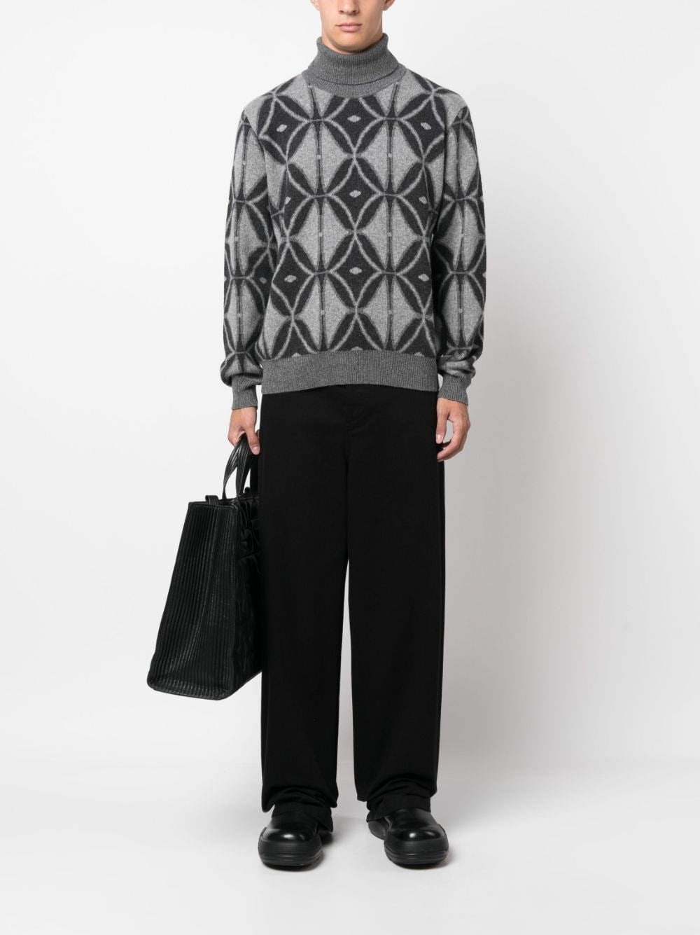 pattern-intarsia roll-neck jumper - 2