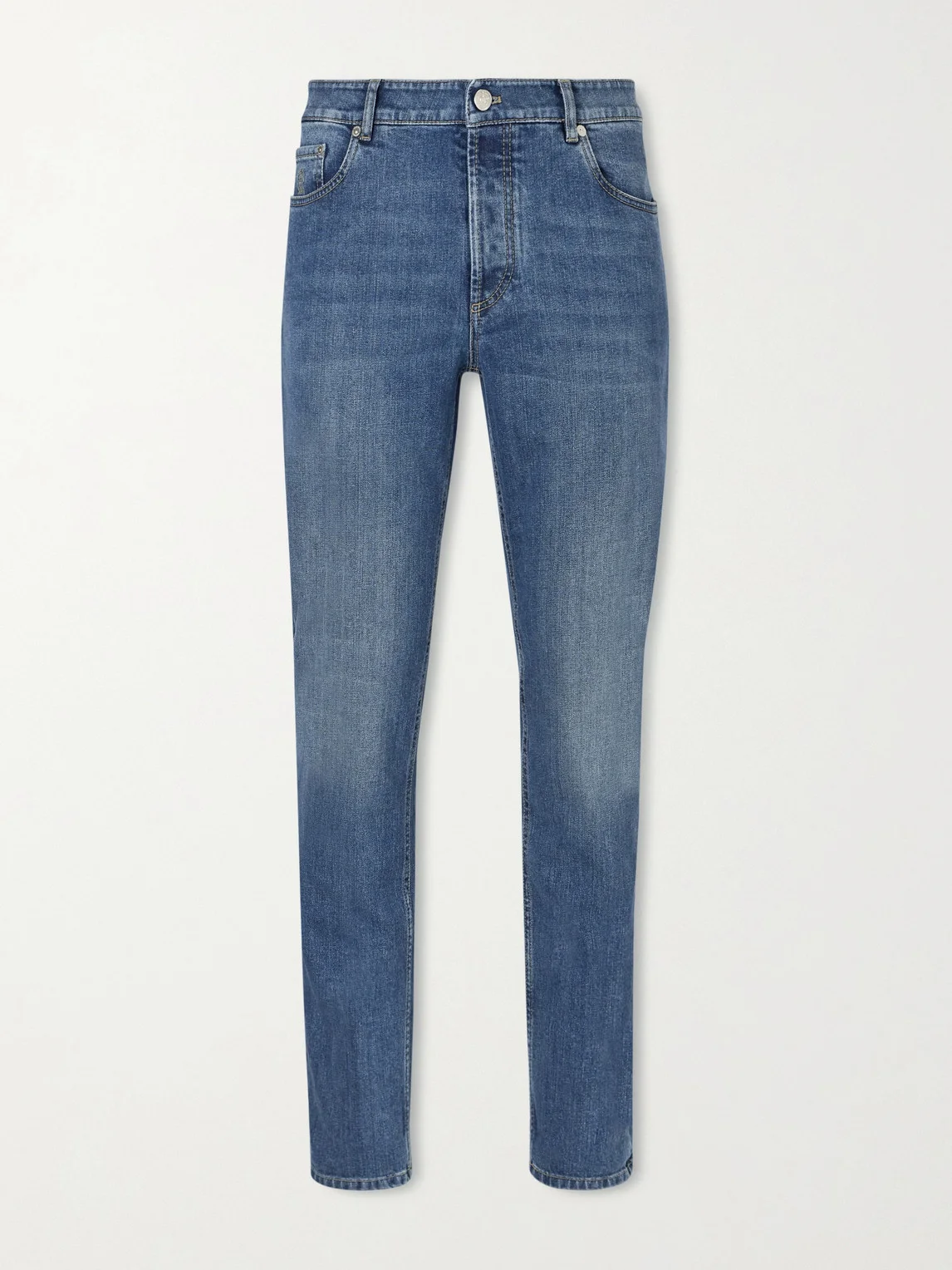Slim-Fit Straight-Leg Logo-Embroidered Jeans - 1
