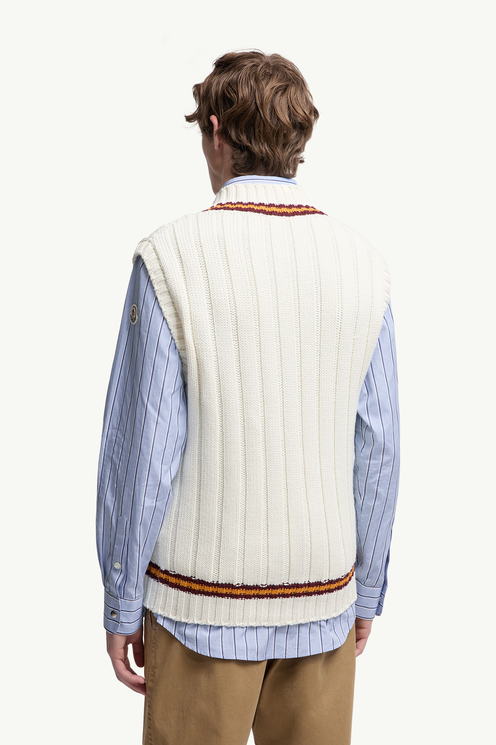 Wool & Cotton V-Neck Vest - 5