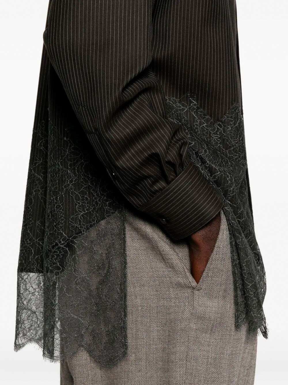 Wool Shirt With Stripes And Lace - 5