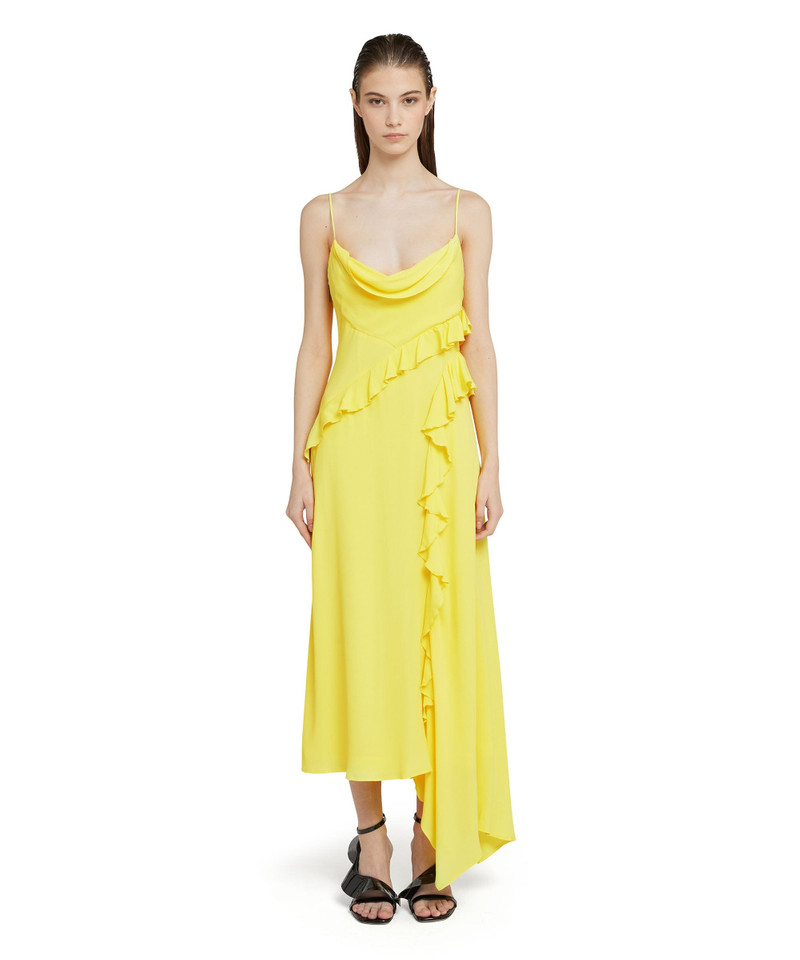 MSGM Blended silk crepe de chine ruffled slip dress outlook