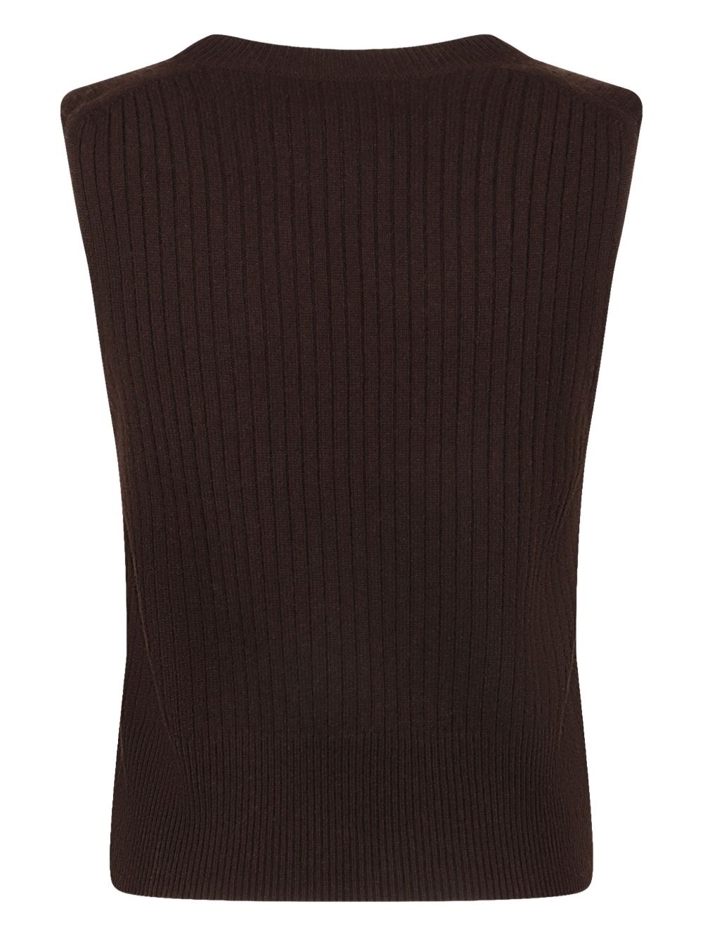 ribbed V-neck vest - 2