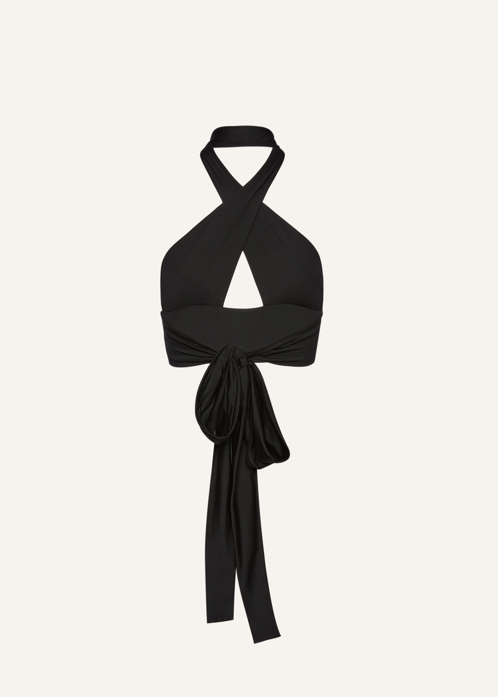 Crisscross swim bra in black with tie-back - 2