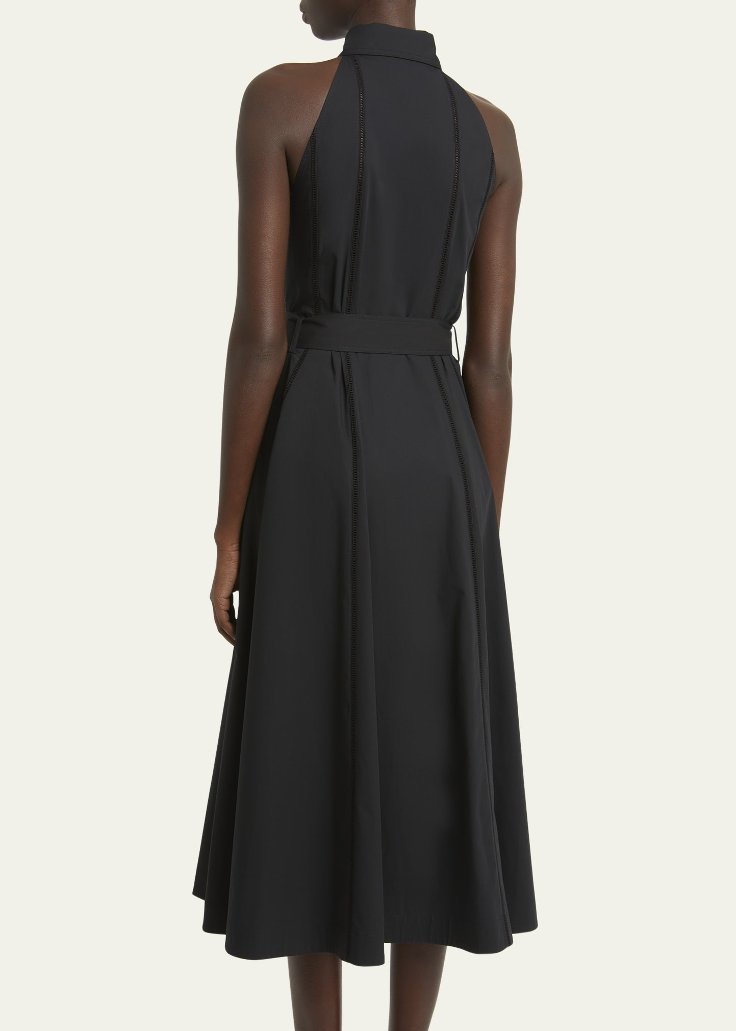 Dorothy Belted Ladder Stitch Poplin Midi Dress - 3