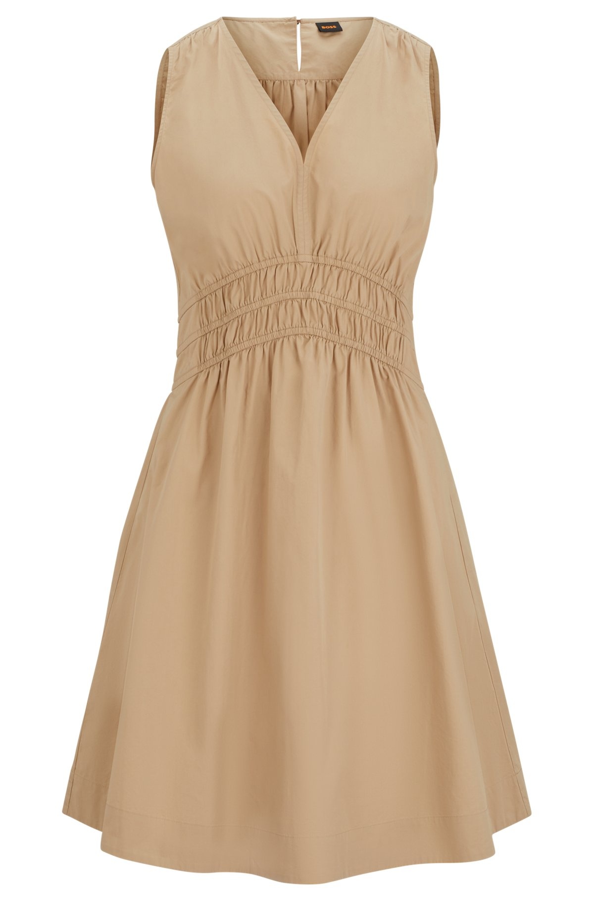 ELASTICATED-WAIST SLIM-FIT DRESS IN COTTON POPLIN - 1