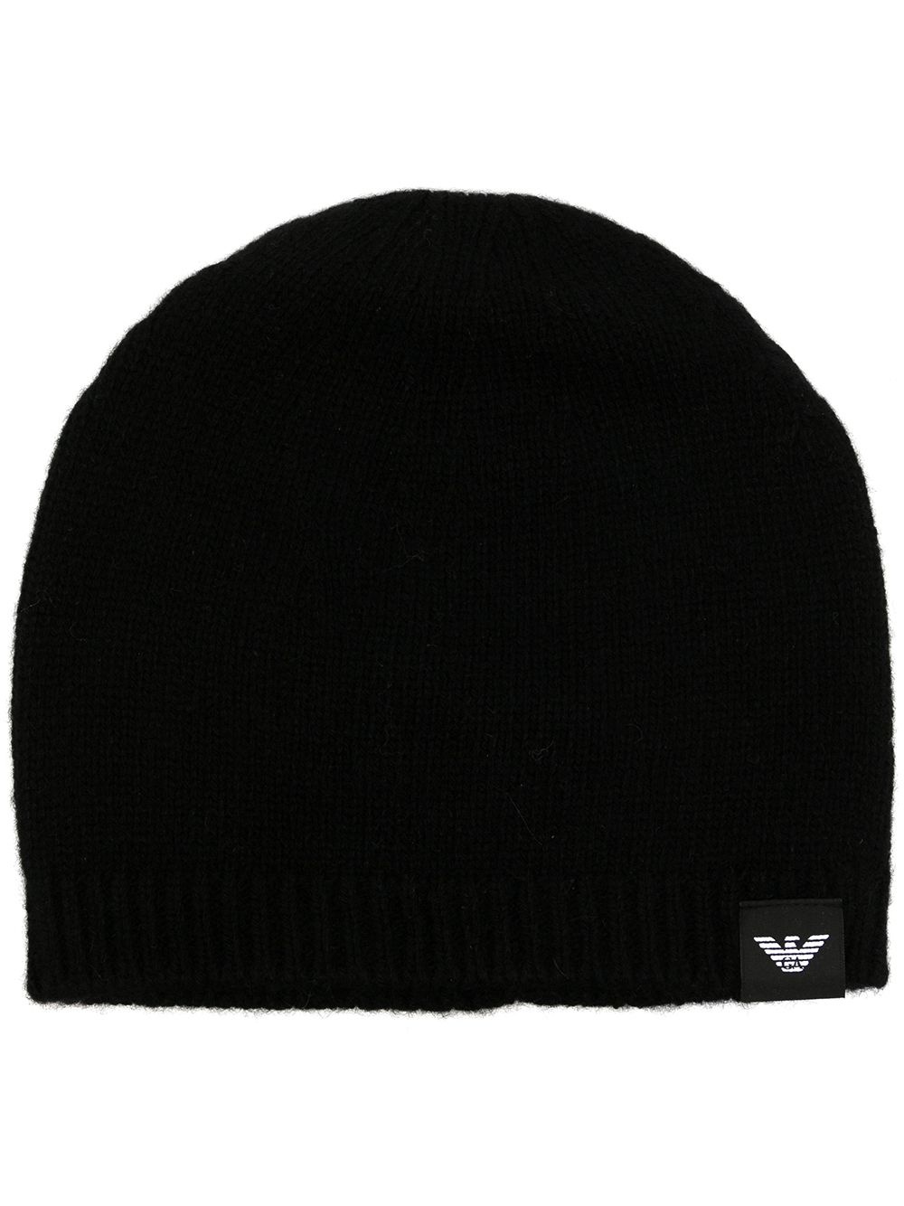 logo-patch knitted beanie - 1