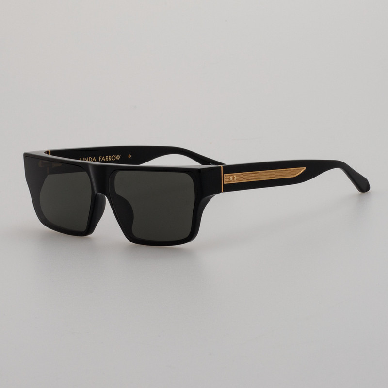 LINDA FARROW MEN'S BRADY FLAT TOP SUNGLASSES IN BLACK outlook
