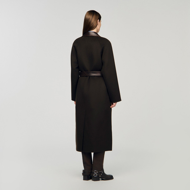 LONG WOOL AND LEATHER COAT 6