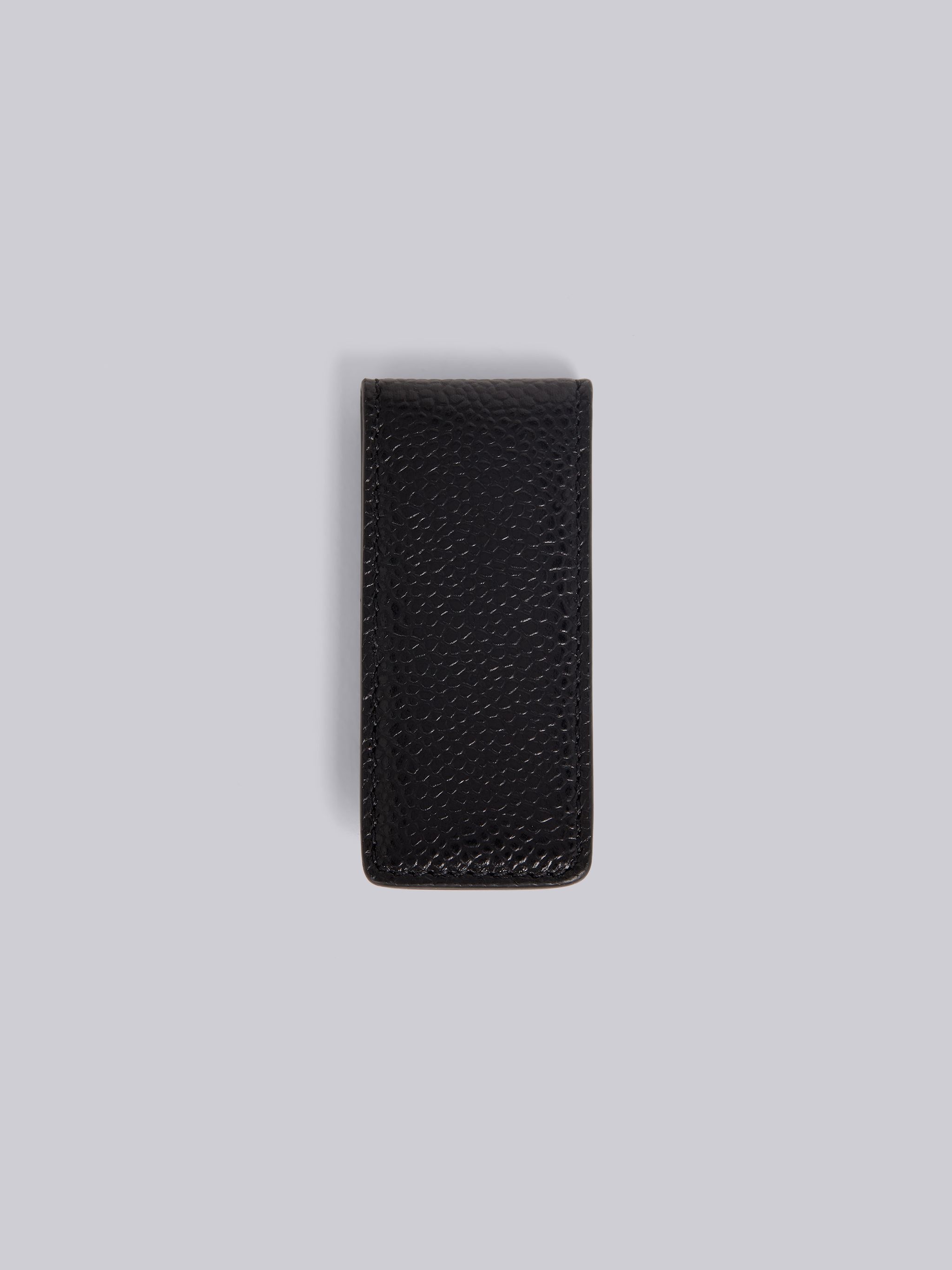 Black Pebble Grain Leather Money Clip - 3