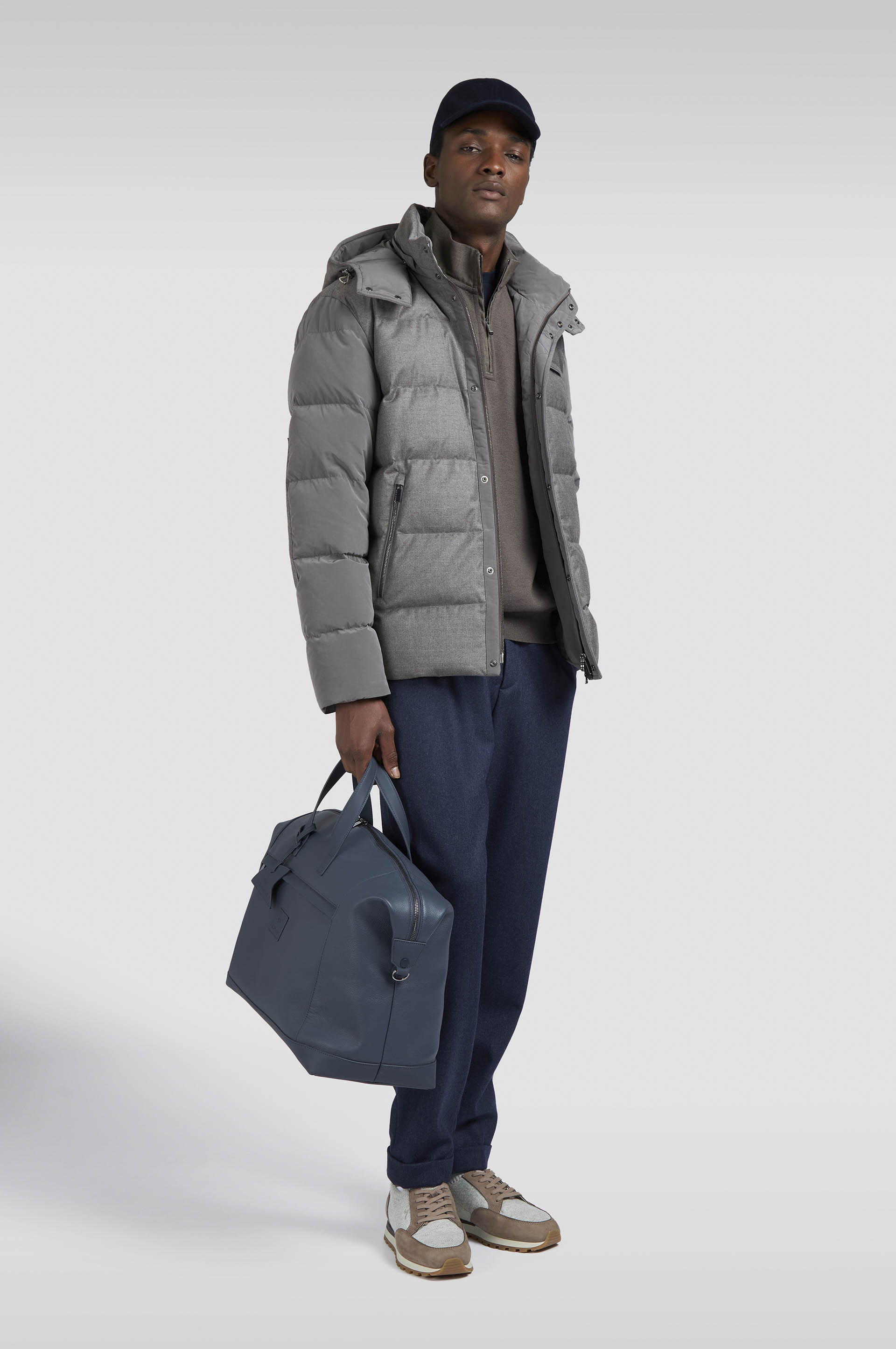 WOOL AND SILK PUFFER JACKET WITH CONTRAST INSERTS - 2