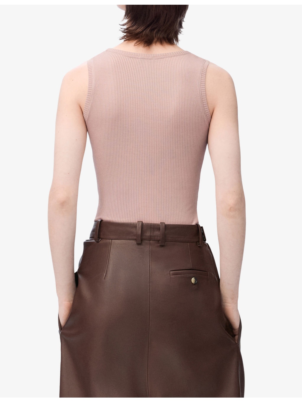 Anagram Ribbed Silk Fine-Knit Tank Top - 4