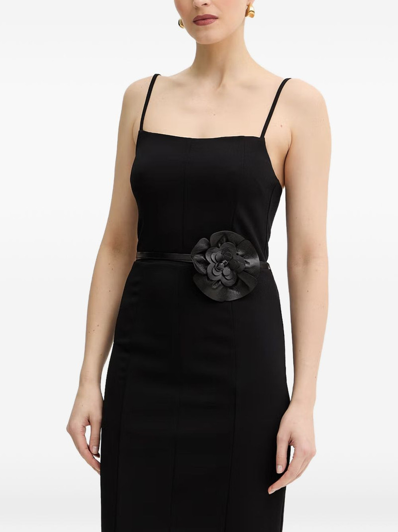 floral-appliqué belted midi dress 3
