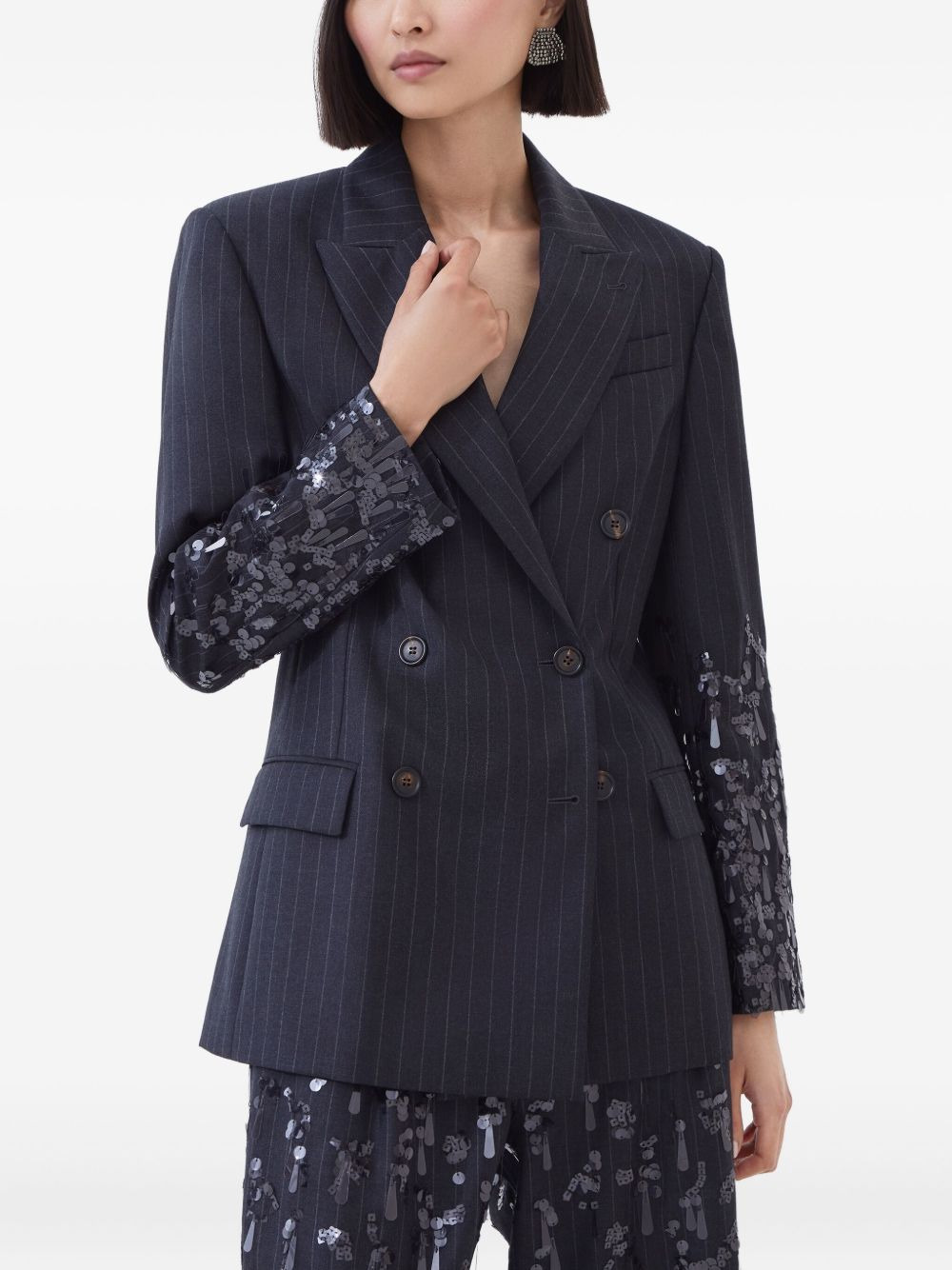 pinstripe sequin-embellished blazer - 3