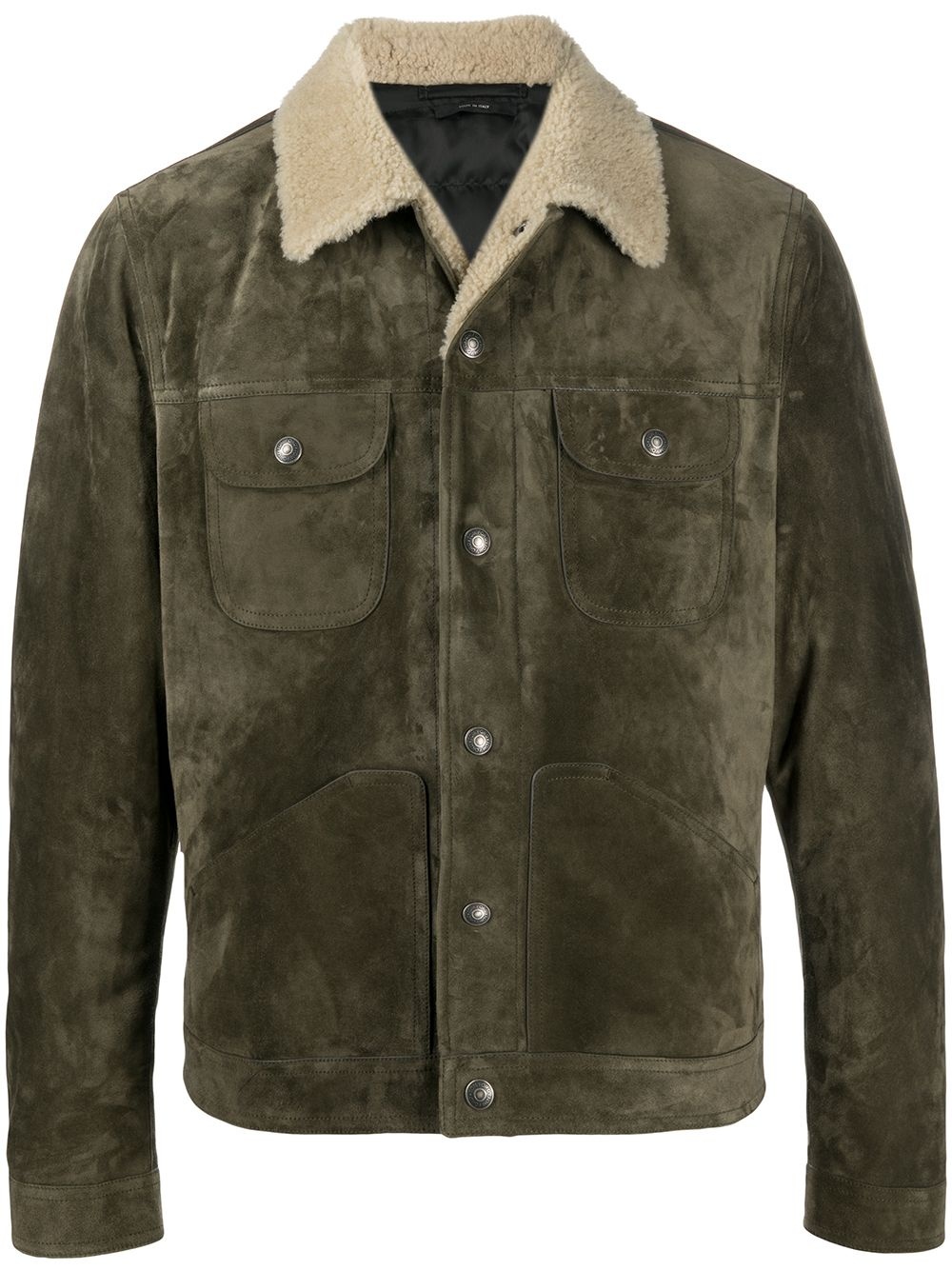 shearling-collar trucker jacket - 1