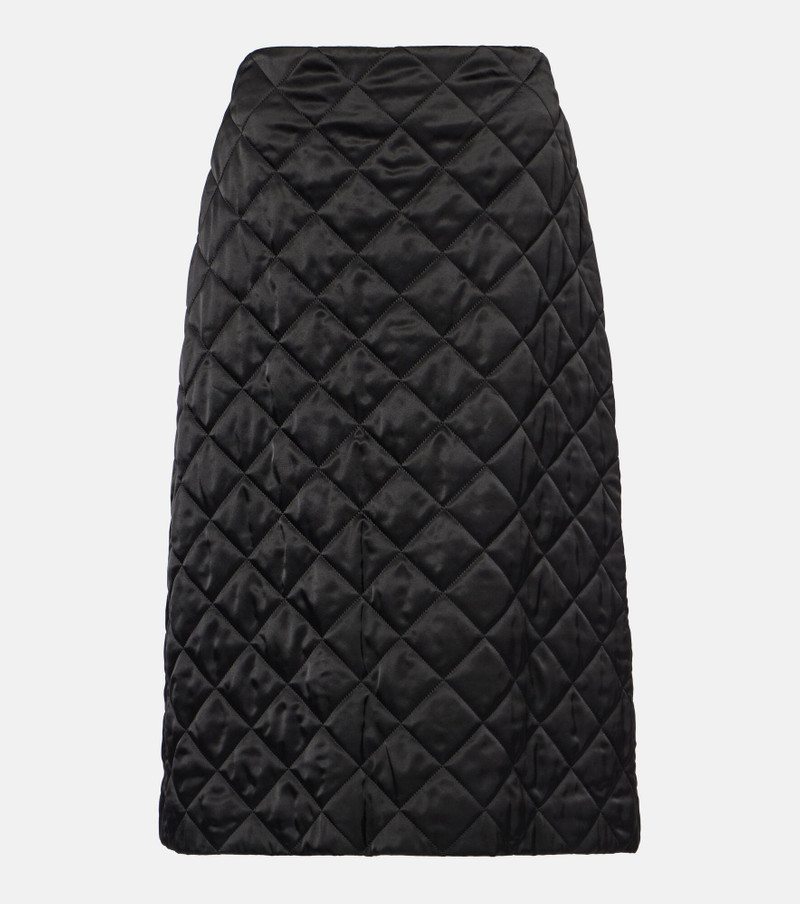Quilted satin midi skirt - 1