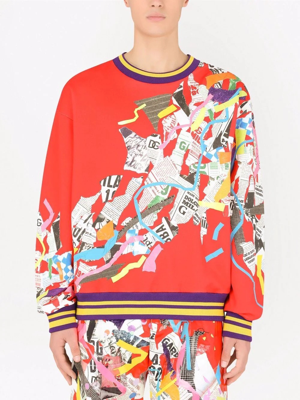 patchwork-print crewneck sweatshirt - 3