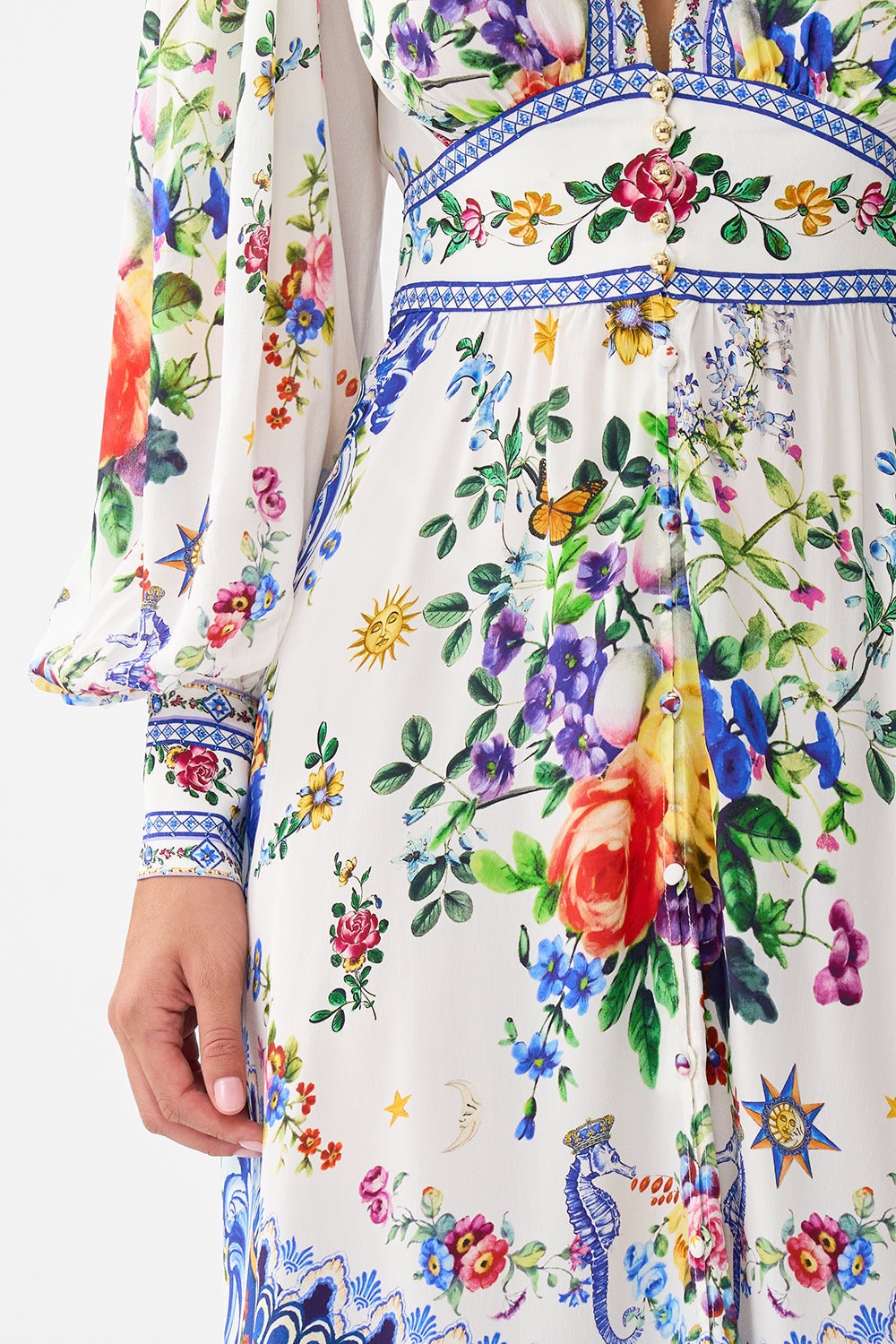 SHAPED WAISTBAND DRESS WITH GATHERED SLEEVES - 6