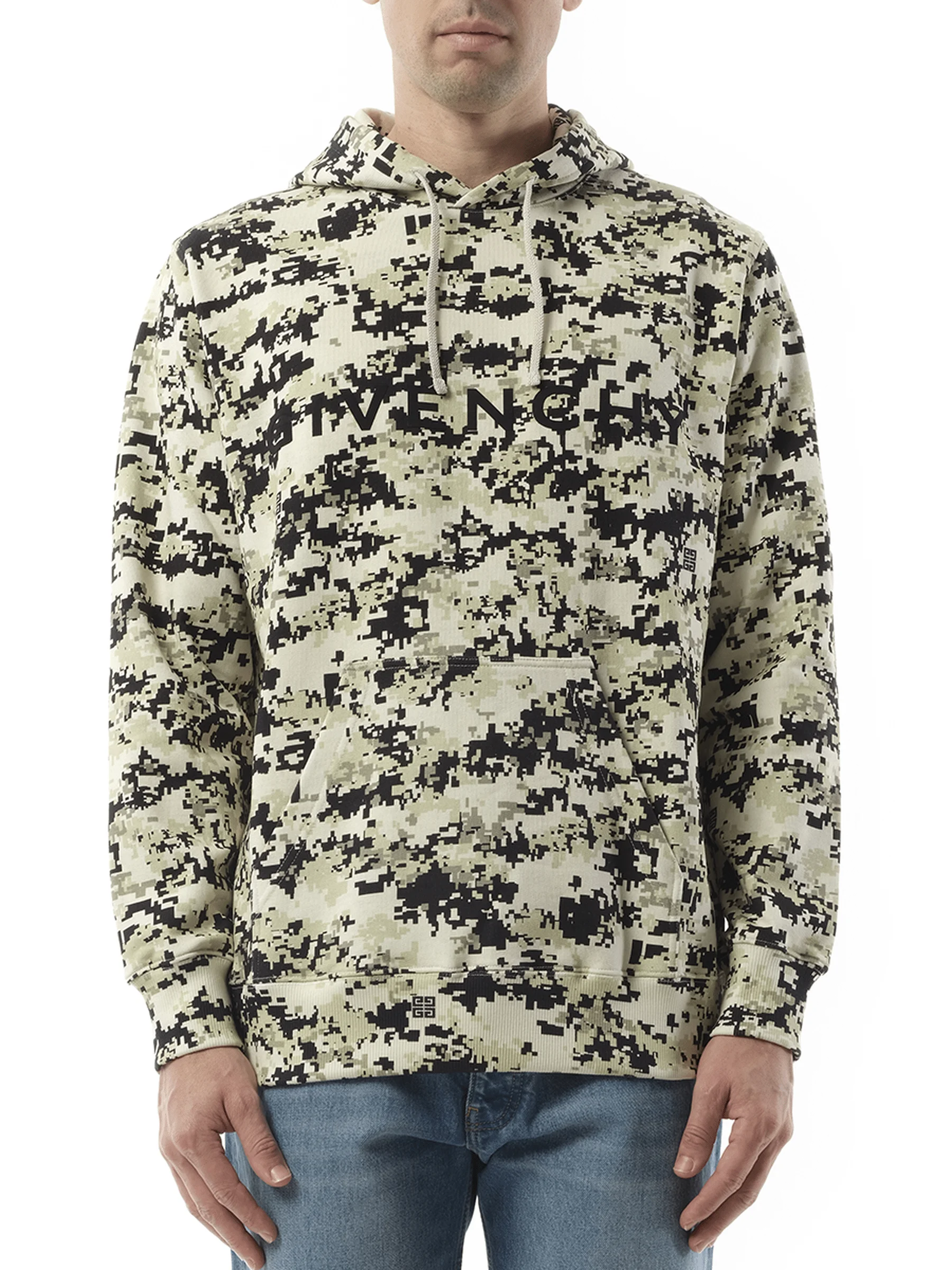 Camo All Over Hoodie in Pearl Beige/Black - 1