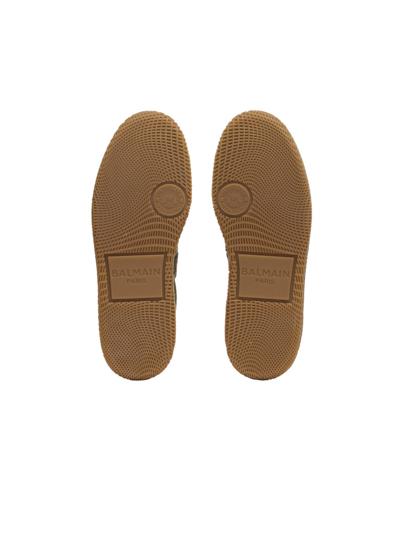 Leather and canvas Balmain Swan trainers 4