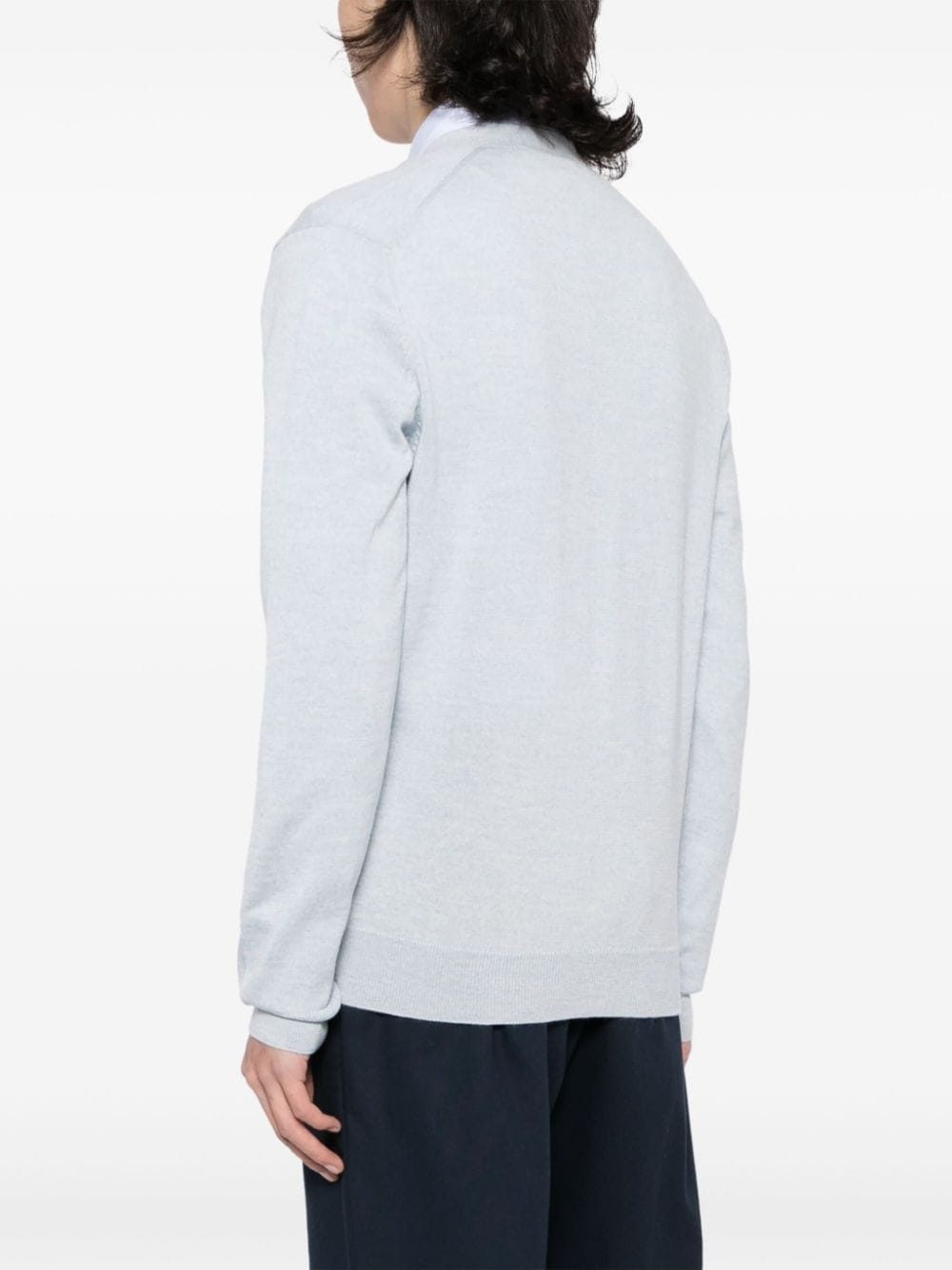 Fox Head-appliqué wool cardigan - 4