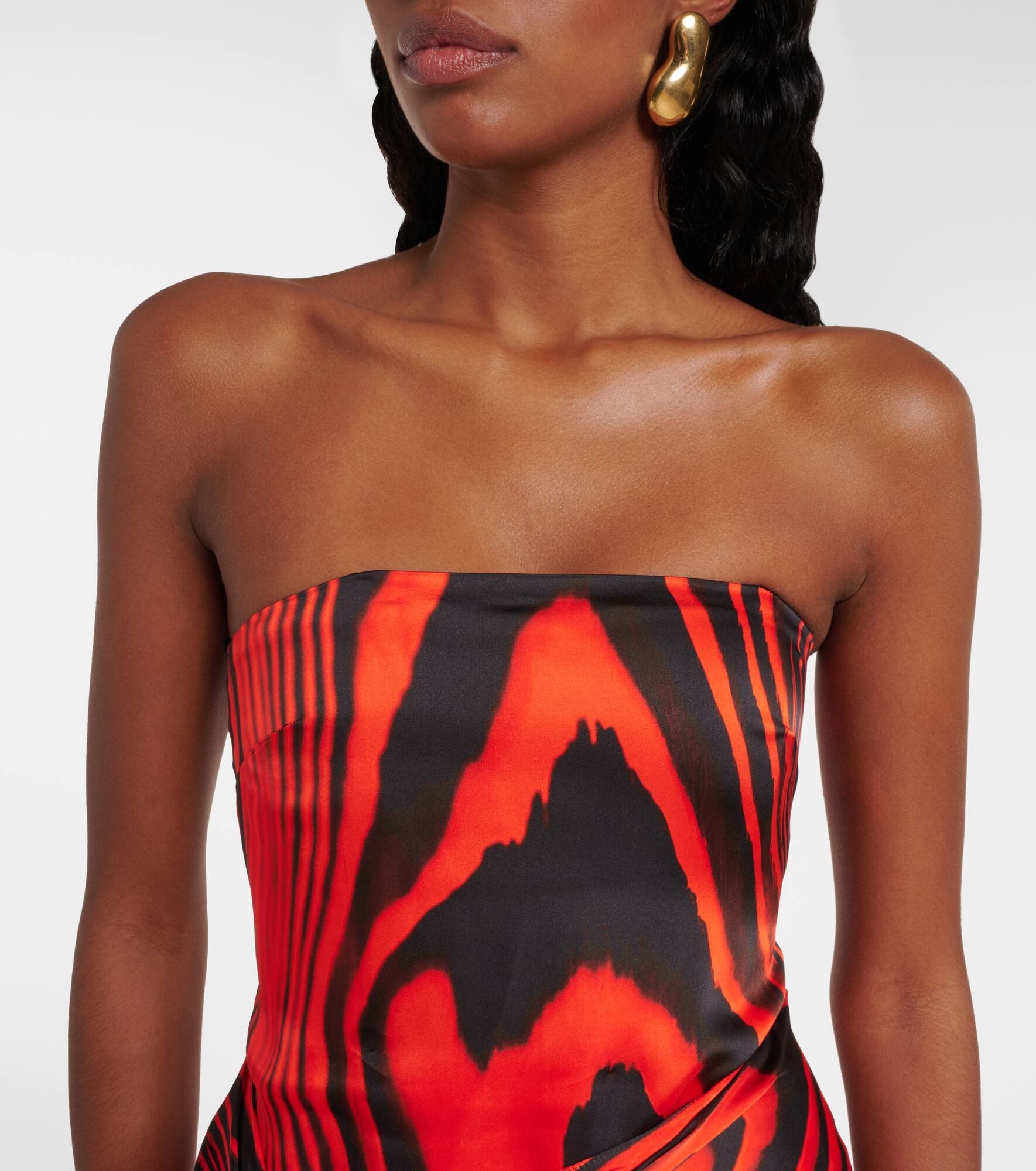 Zebra-print gathered bustier dress - 4