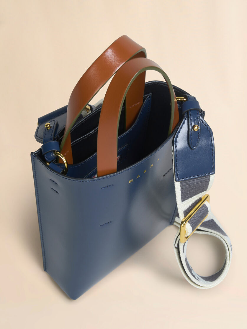 BLUE GRAY AND BROWN LEATHER MUSEO NANO BAG - 4