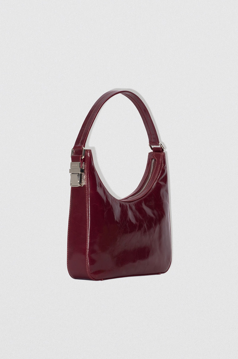 BY FAR RHEA SOUR CHERRY CREASED CALF LEATHER SHOULDER BAG outlook