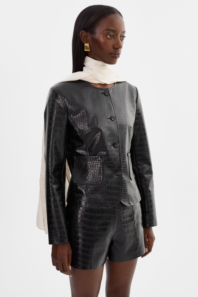 AGNES | Faux Leather Croco Jacket 8