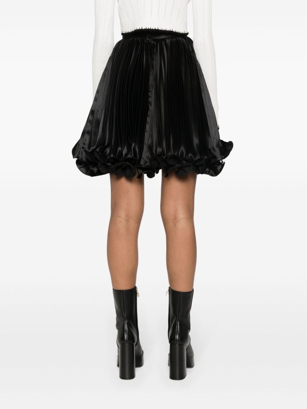 pleated satin mini skirt - 4