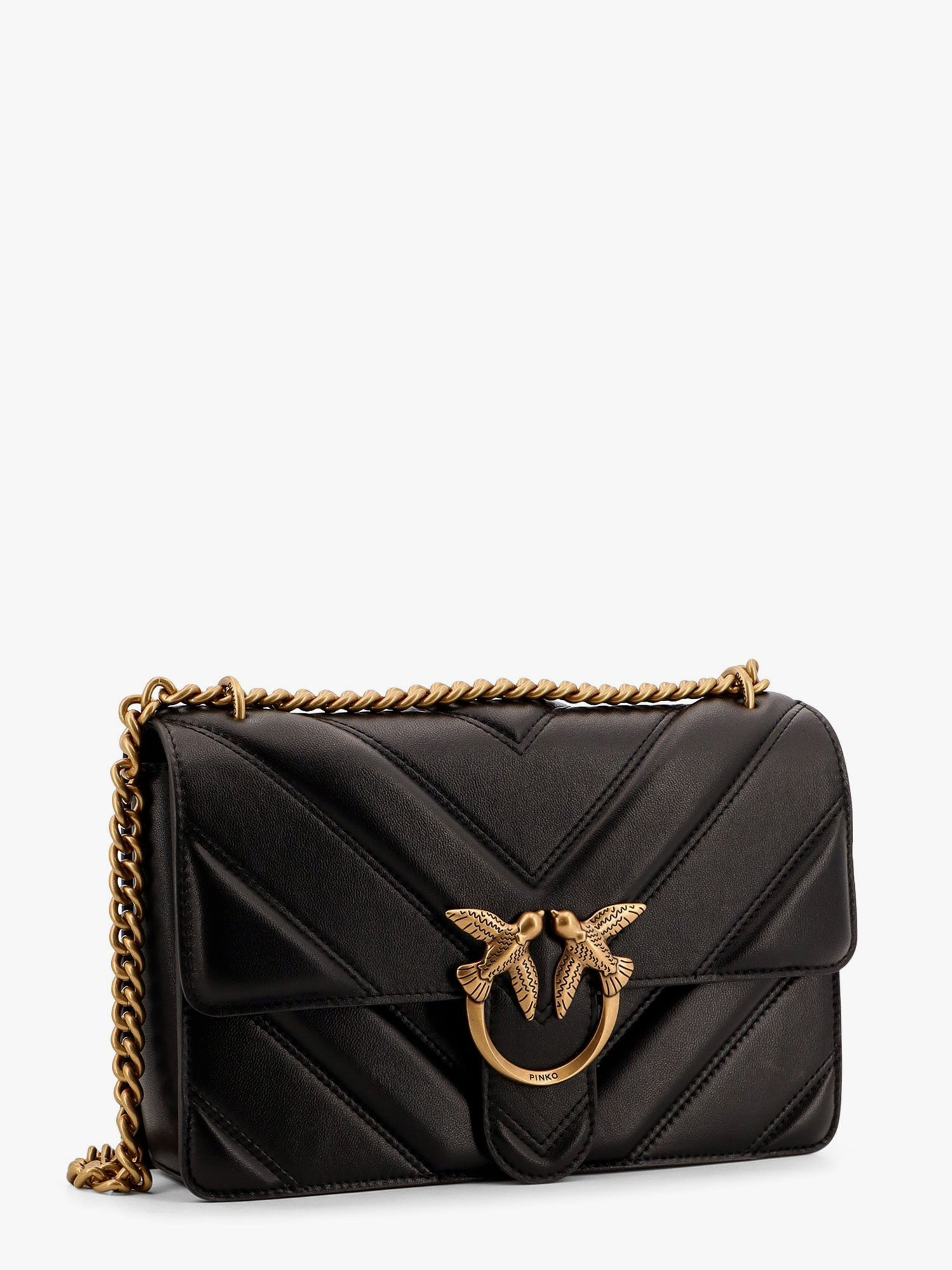Pinko Love One Classic Matelassã© Leather Shoulder Bag With Love Birds Buckle - 3